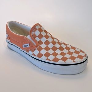 Vans Slip-On (Checkerboard) Cadmium Orange/White Size Mens 6/Womens 7.5